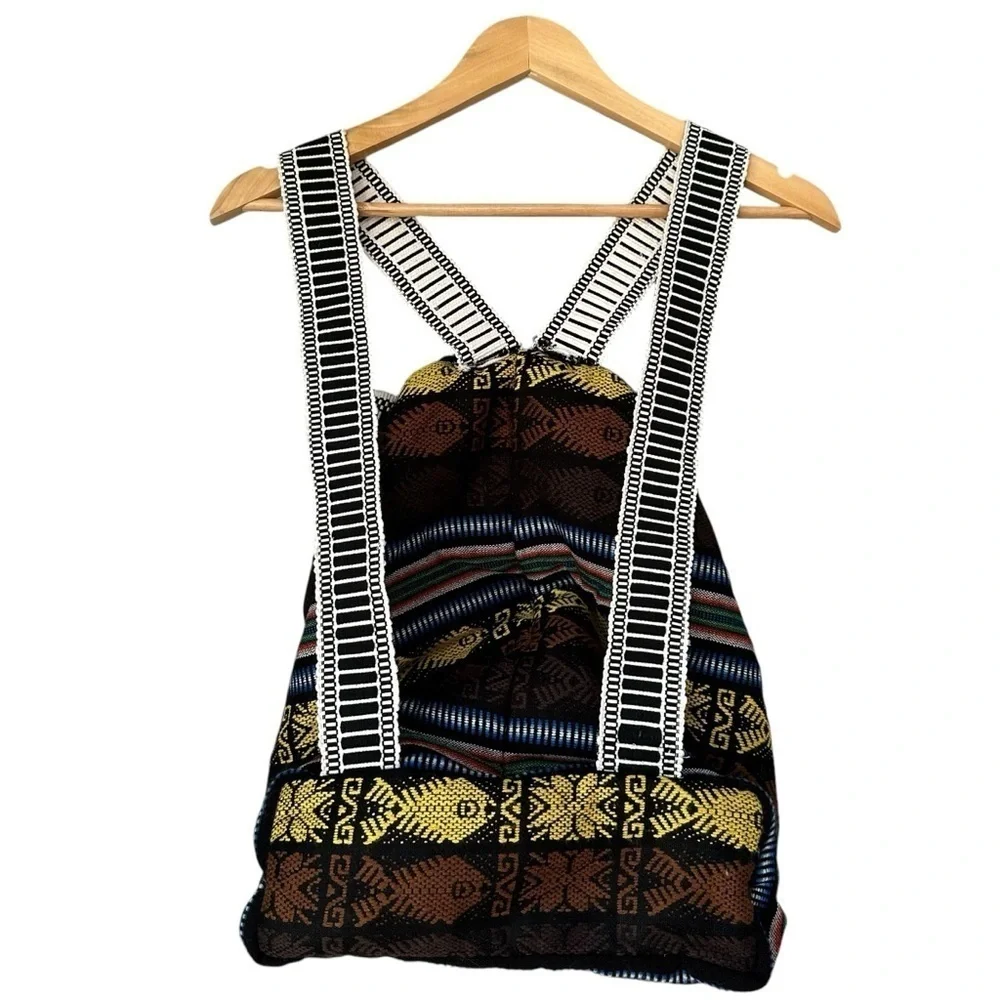 Boho Hand-Woven 100% Wool Blanket Flap Backpack, Made in Ecuador